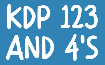 A blue sign that says kdp 123 and 4 's