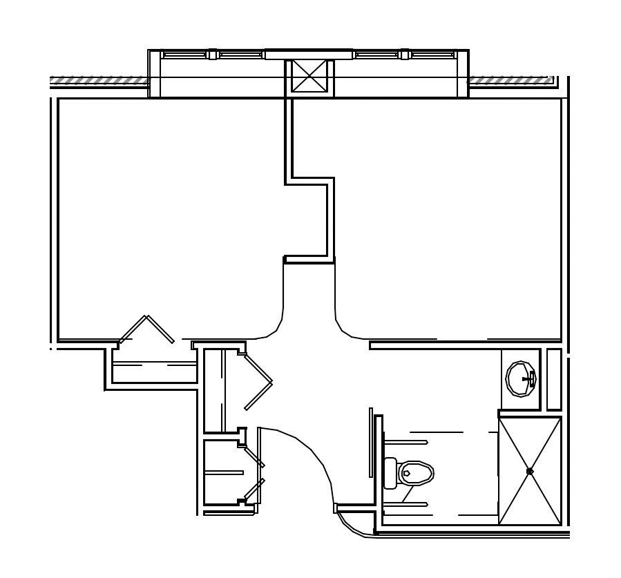 A black and white floor plan of a small apartment.