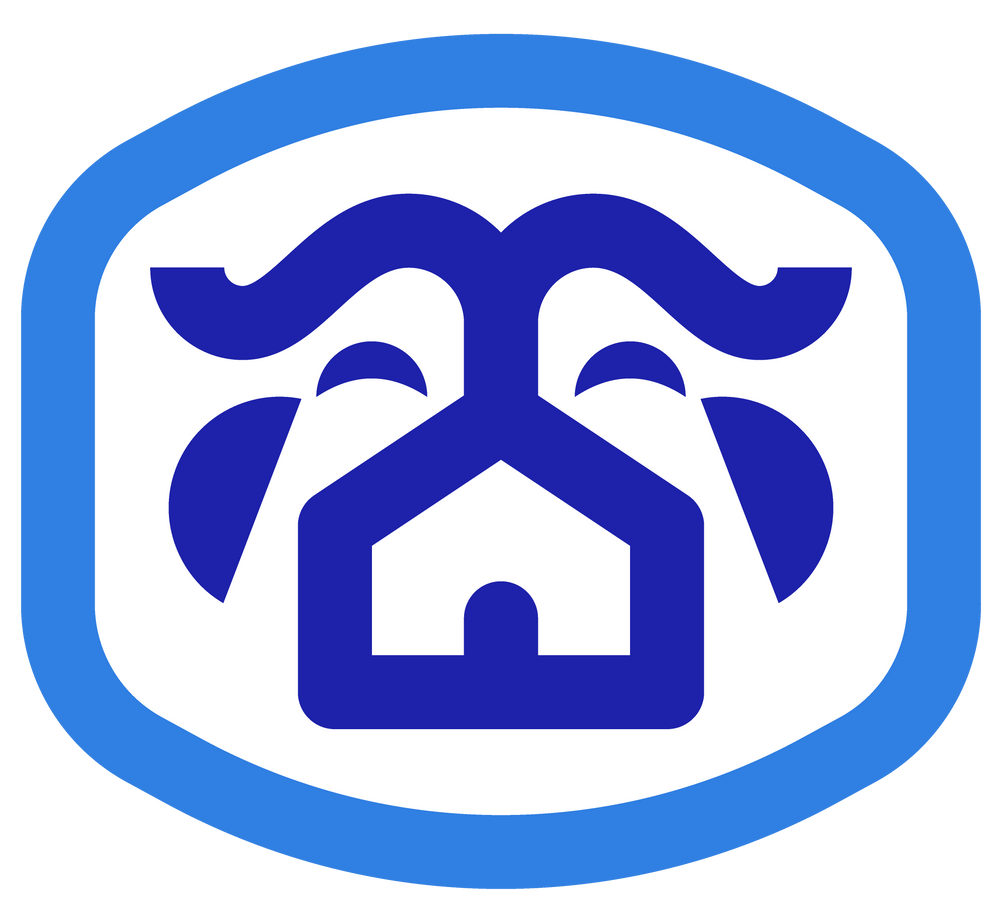 A blue and white logo for DT Realty