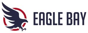 Logo of Eagle Bay: a dark blue eagle in a red circle, text 