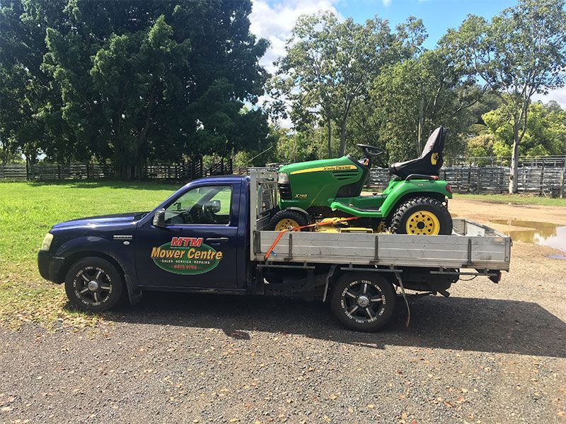MTM Mower Centre Ute With Mower — Mower Shop In Murwillumbah, NSW