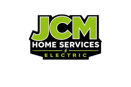 JCM Home Services Electric logo in green, black, and white