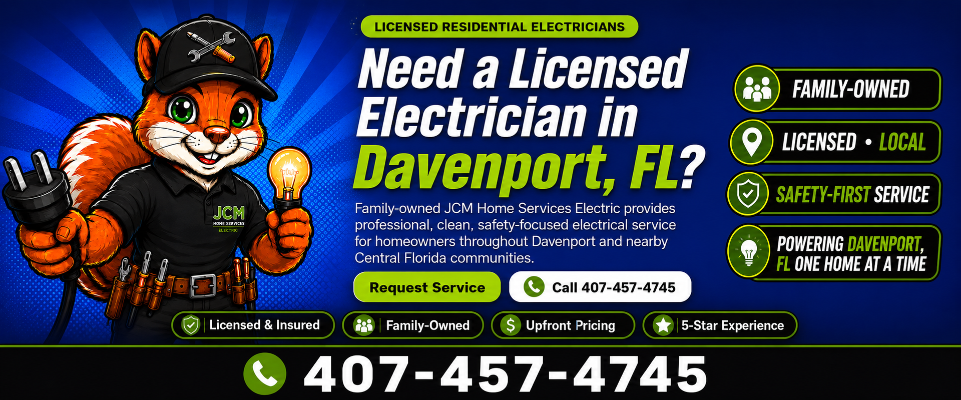 JCM Home Services Electric licensed residential electricians in Davenport Florida