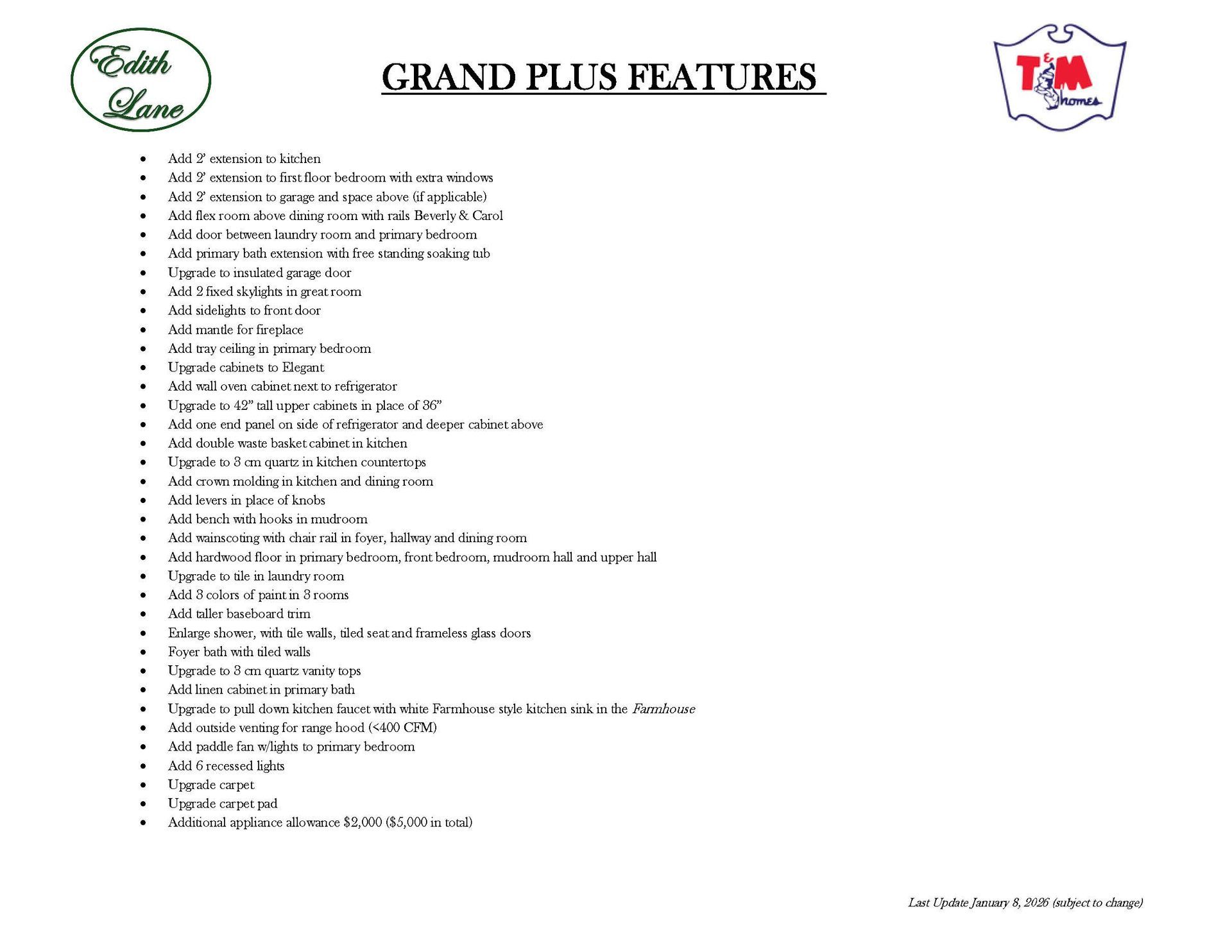 A white sheet of paper with a list of features on it.