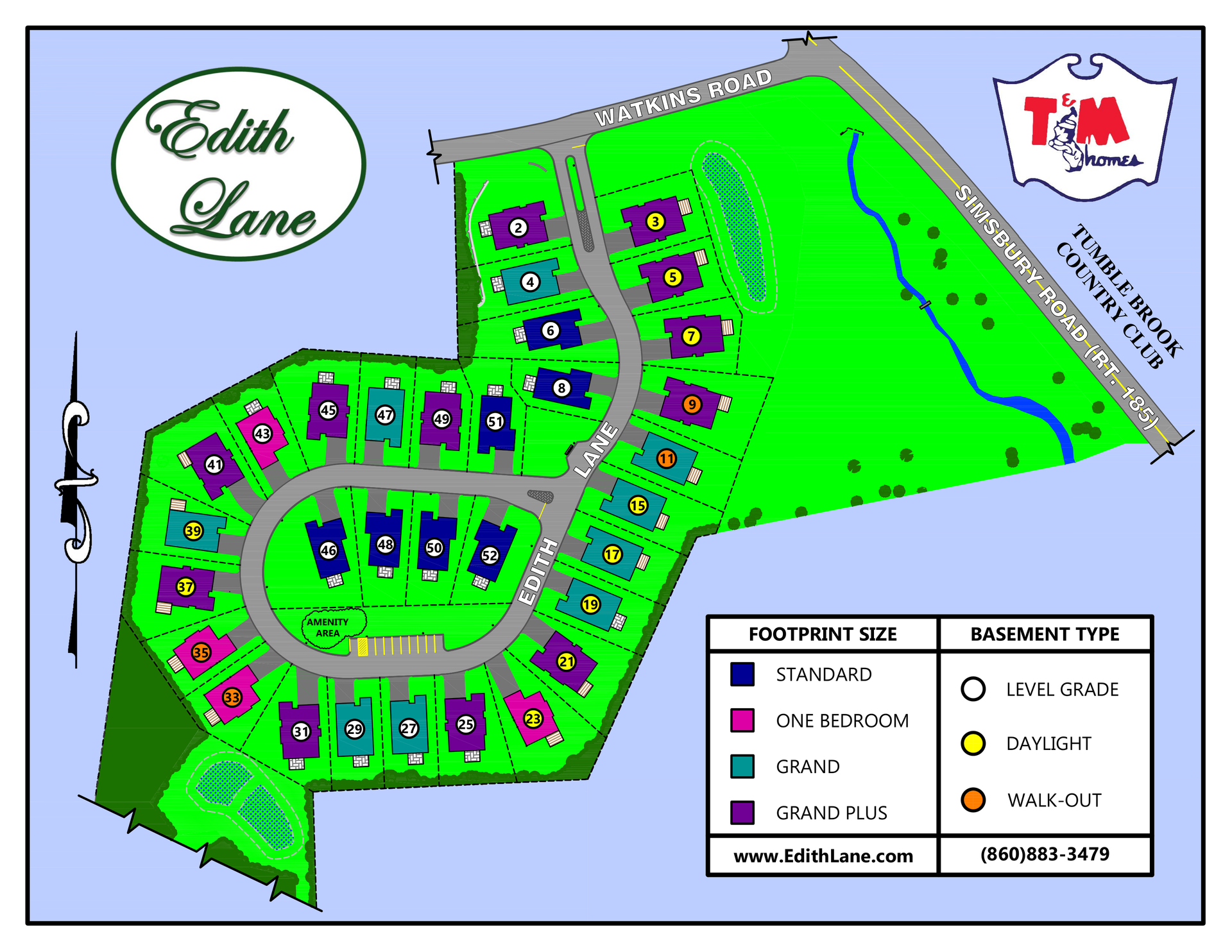 A map of a residential area with lots of houses and roads