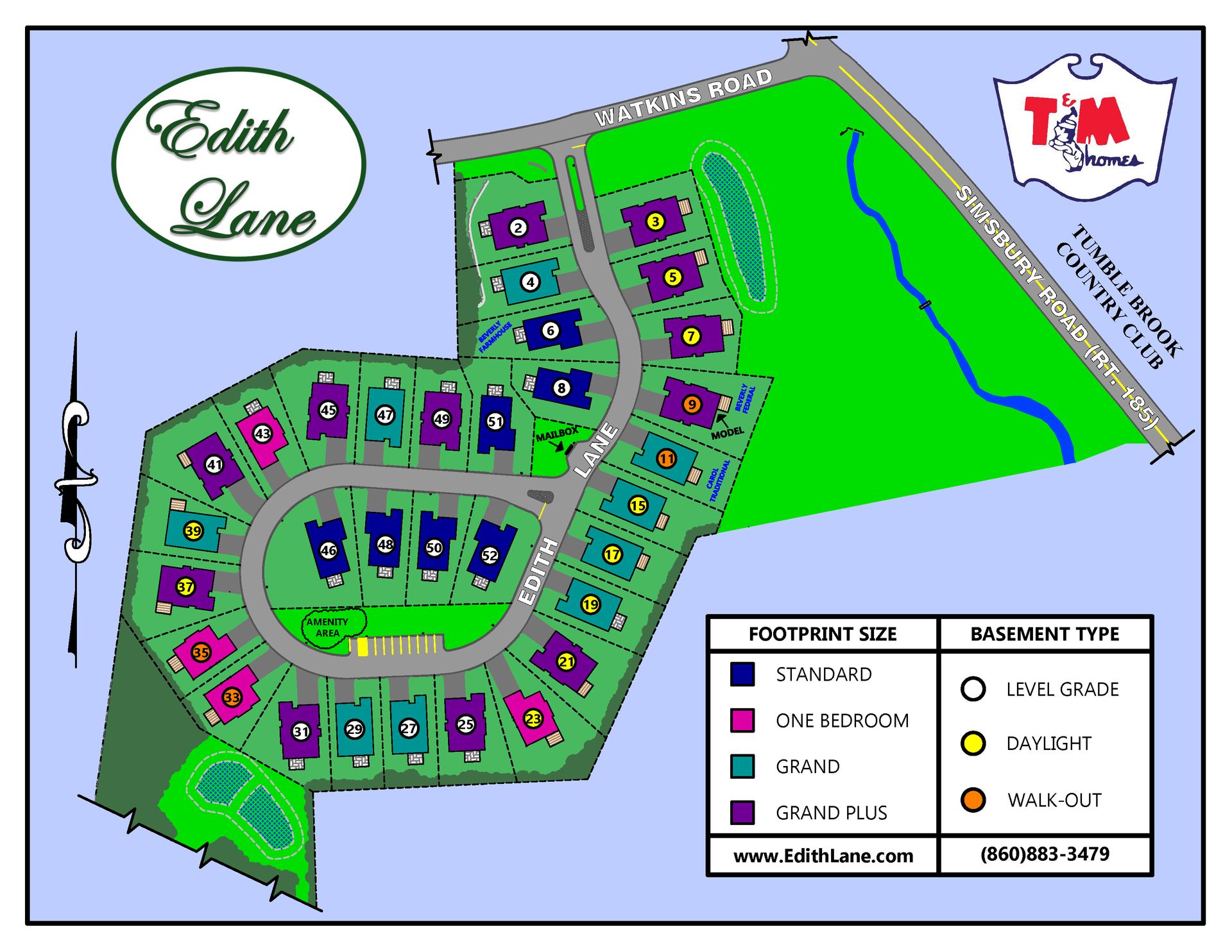 A map of a residential area with lots of houses and roads