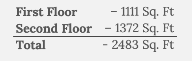 A diagram showing the first floor , second floor , and total.