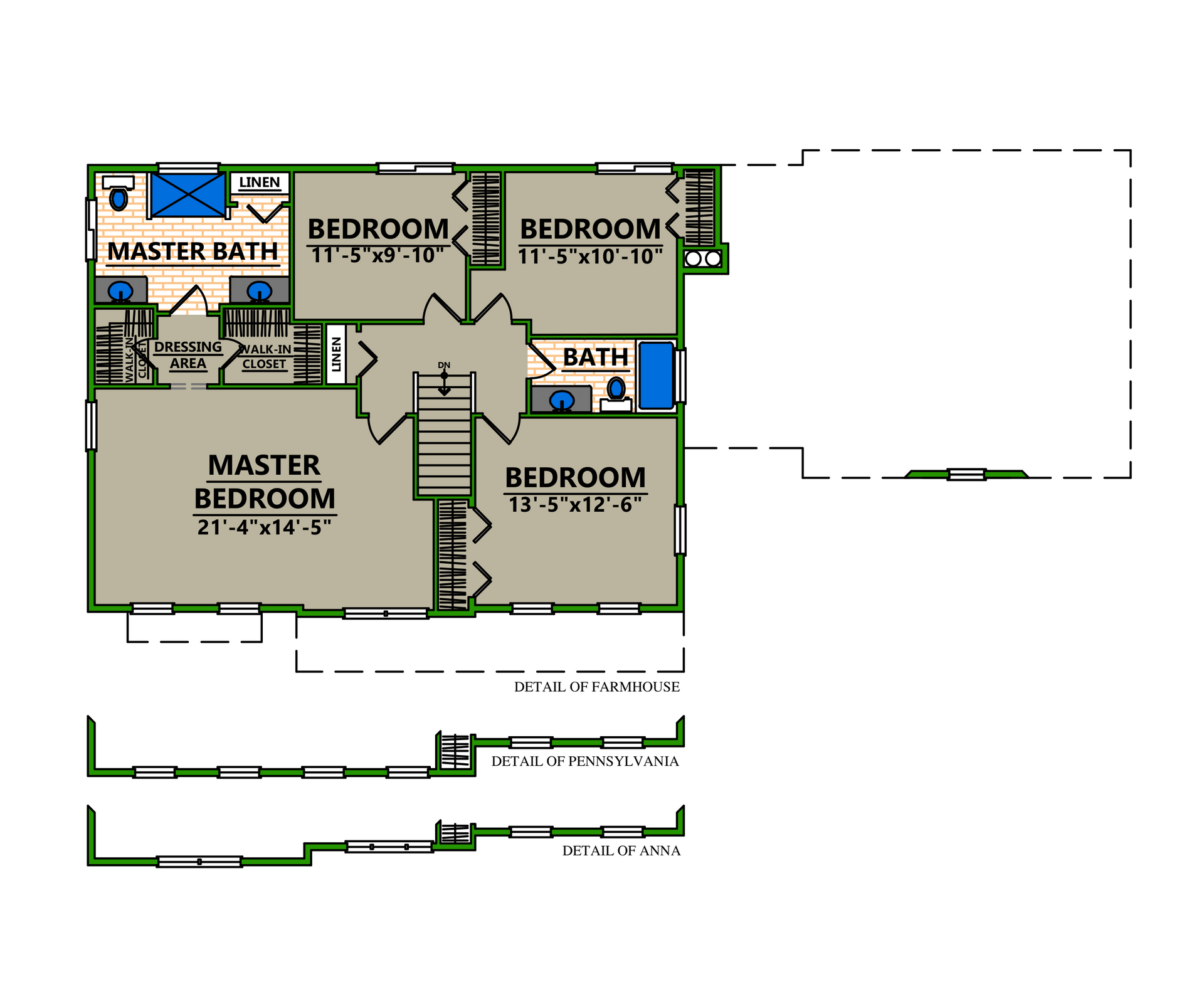 A floor plan of a house showing the master bedroom