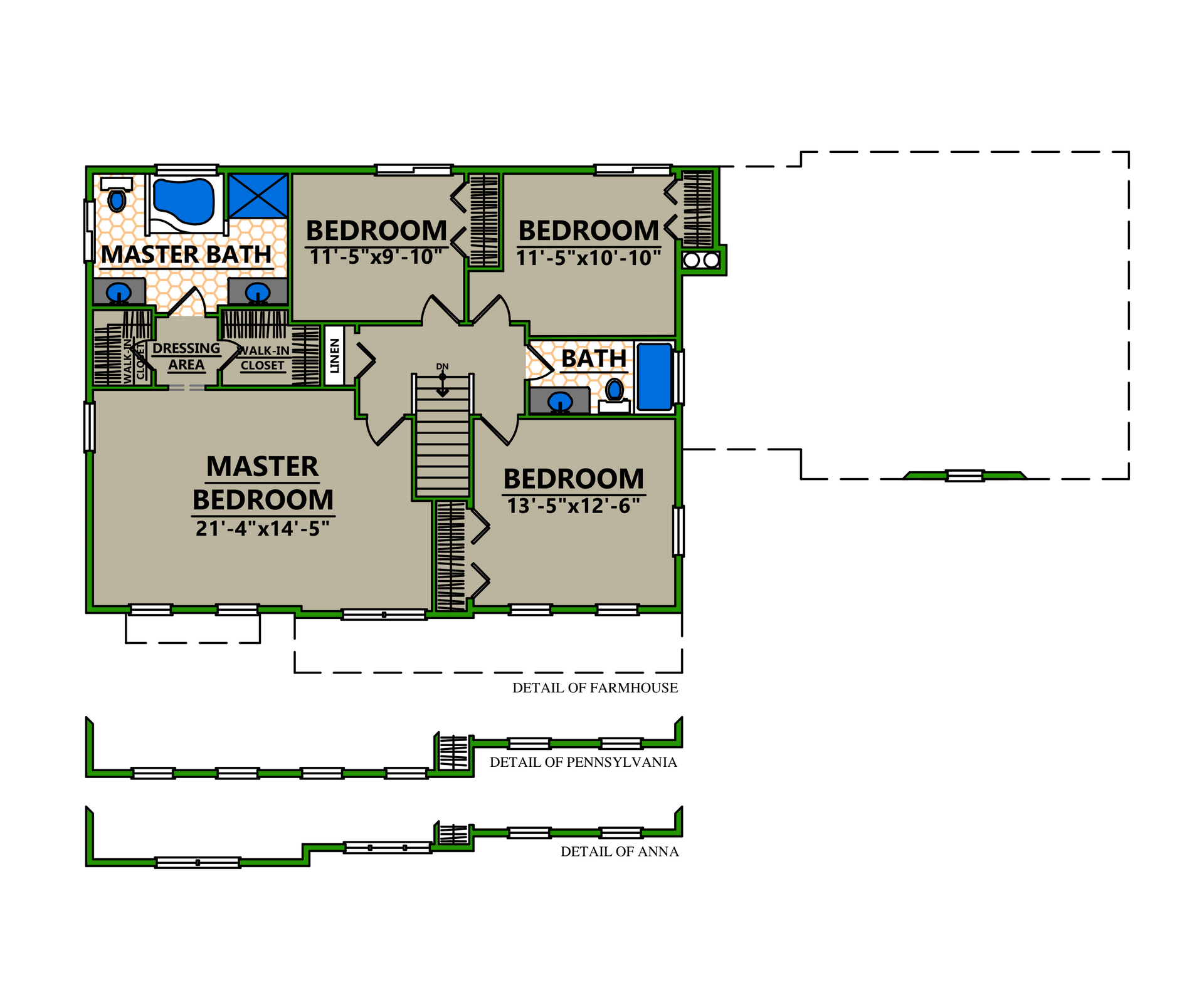 A floor plan of a house showing the master bedroom