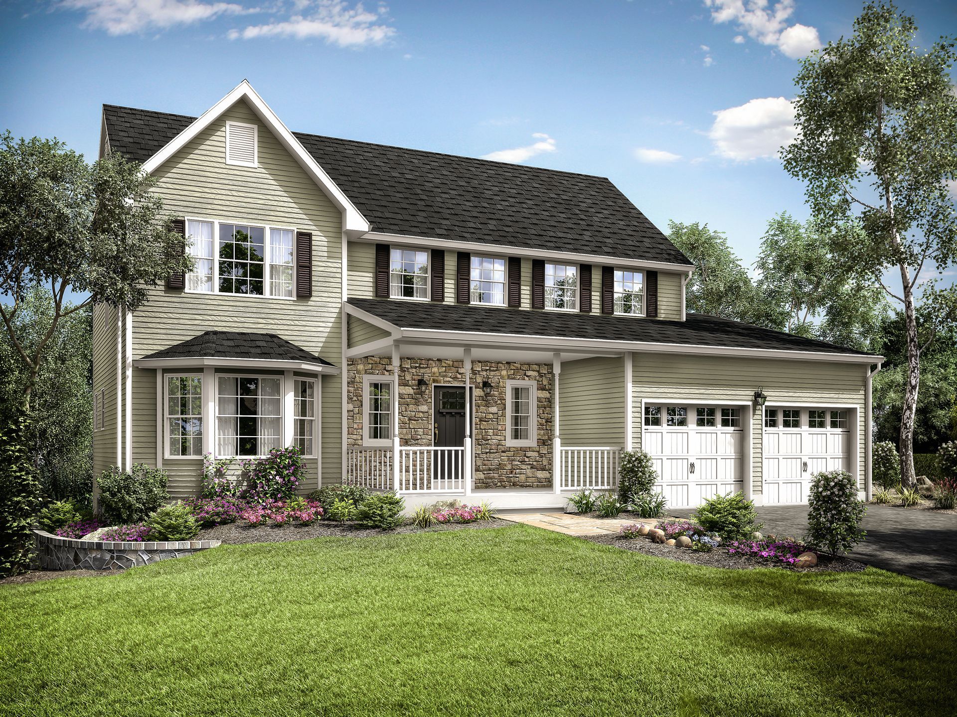 An artist 's impression of a house with a black roof