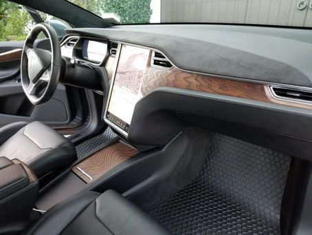 The interior of a tesla model x is shown.