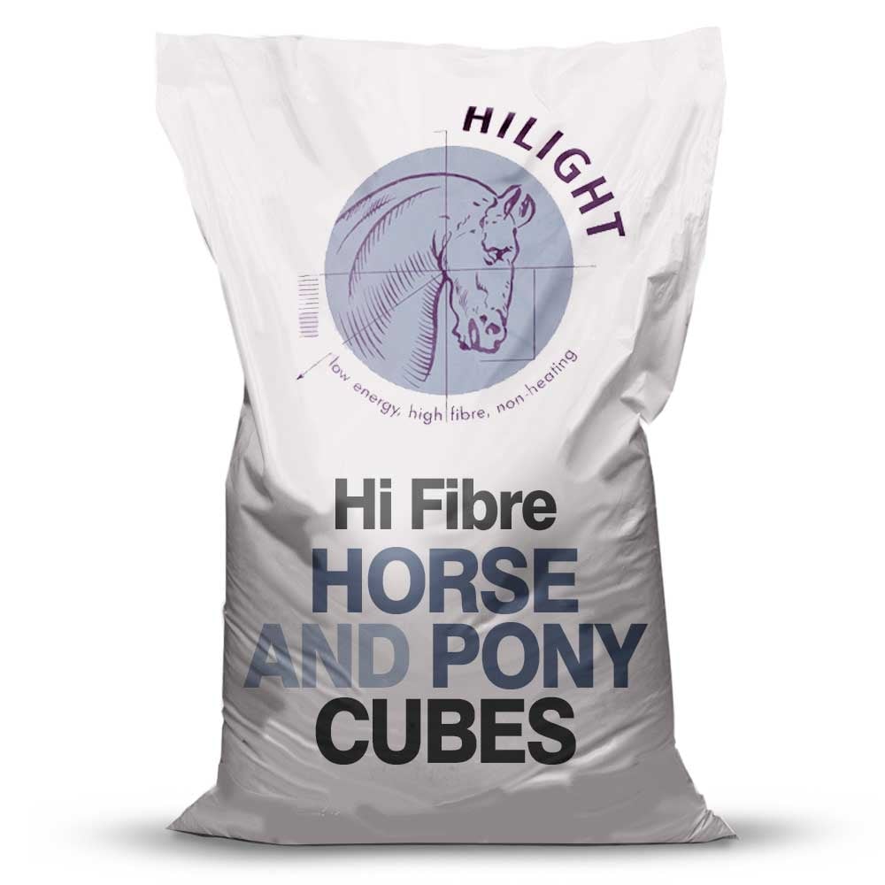 a bag of hilight hi fibre horse and pony cubes