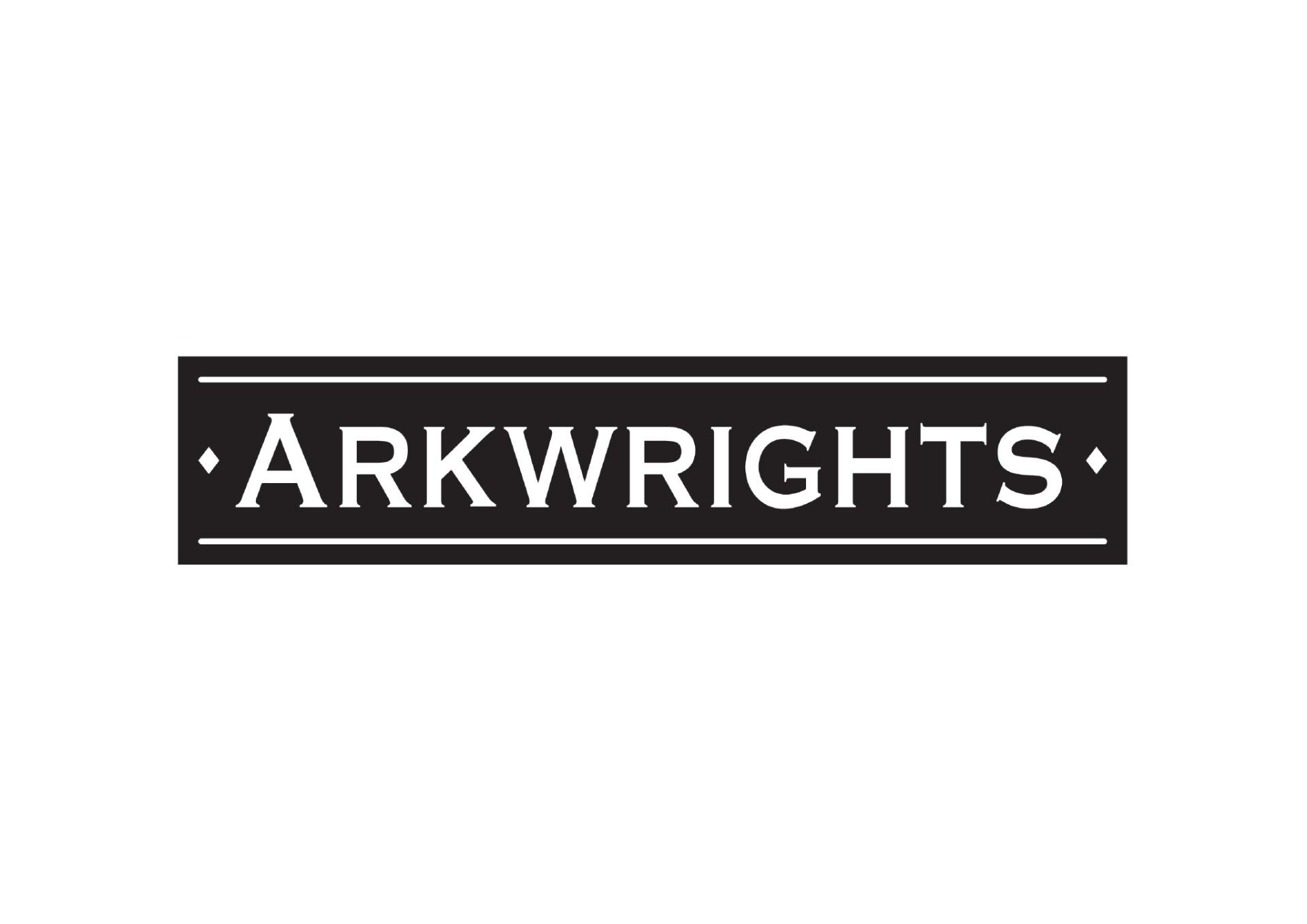a black and white logo for arkwrights on a white background