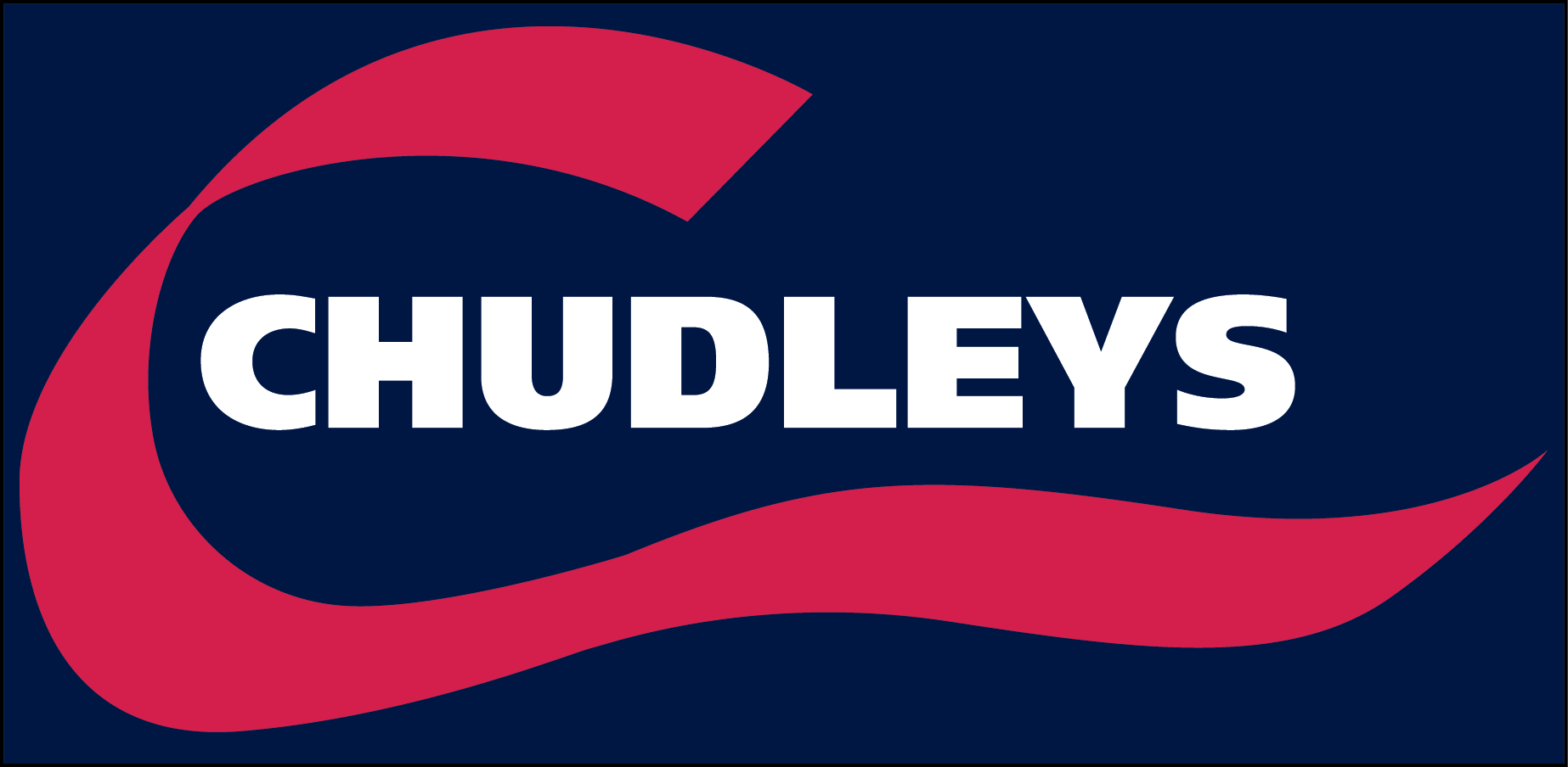 a logo for chudleys is shown on a blue background