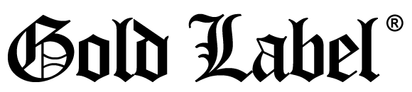 a black and white logo for gold label