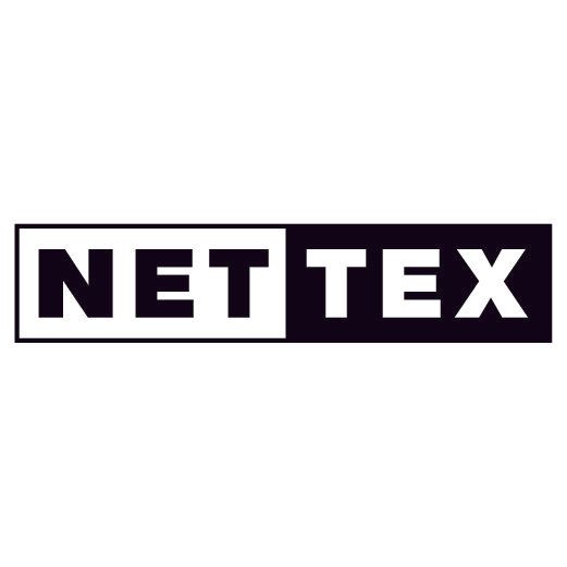 a black and white logo for net tex on a white background