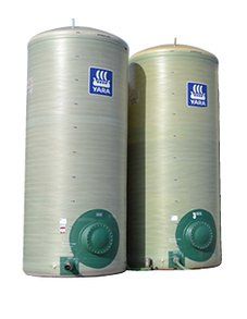two water tanks are sitting next to each other on a white background .