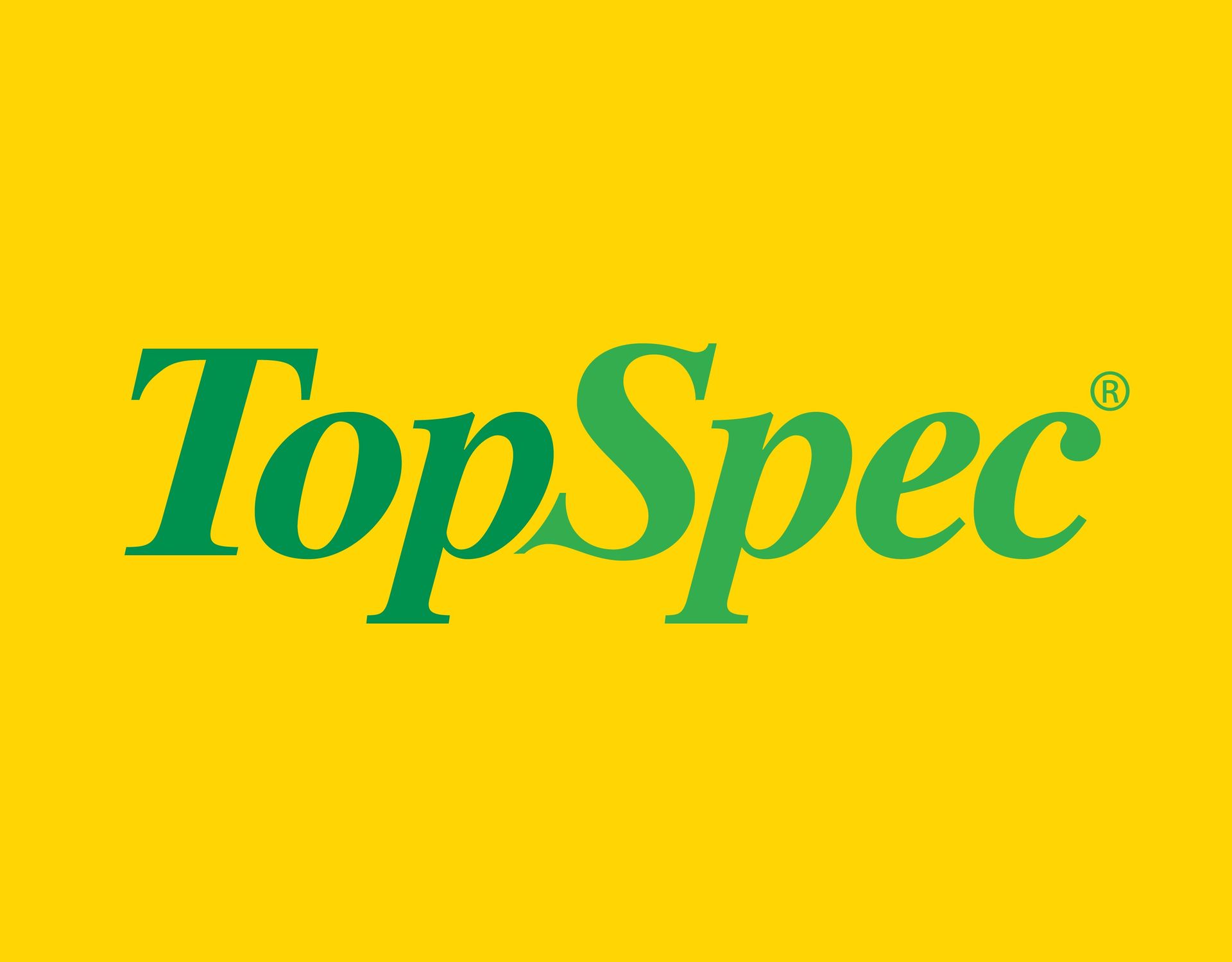 a yellow and green logo for top spec