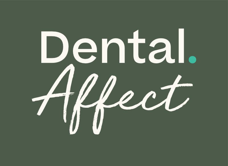 The logo for dental affect is on a green background.