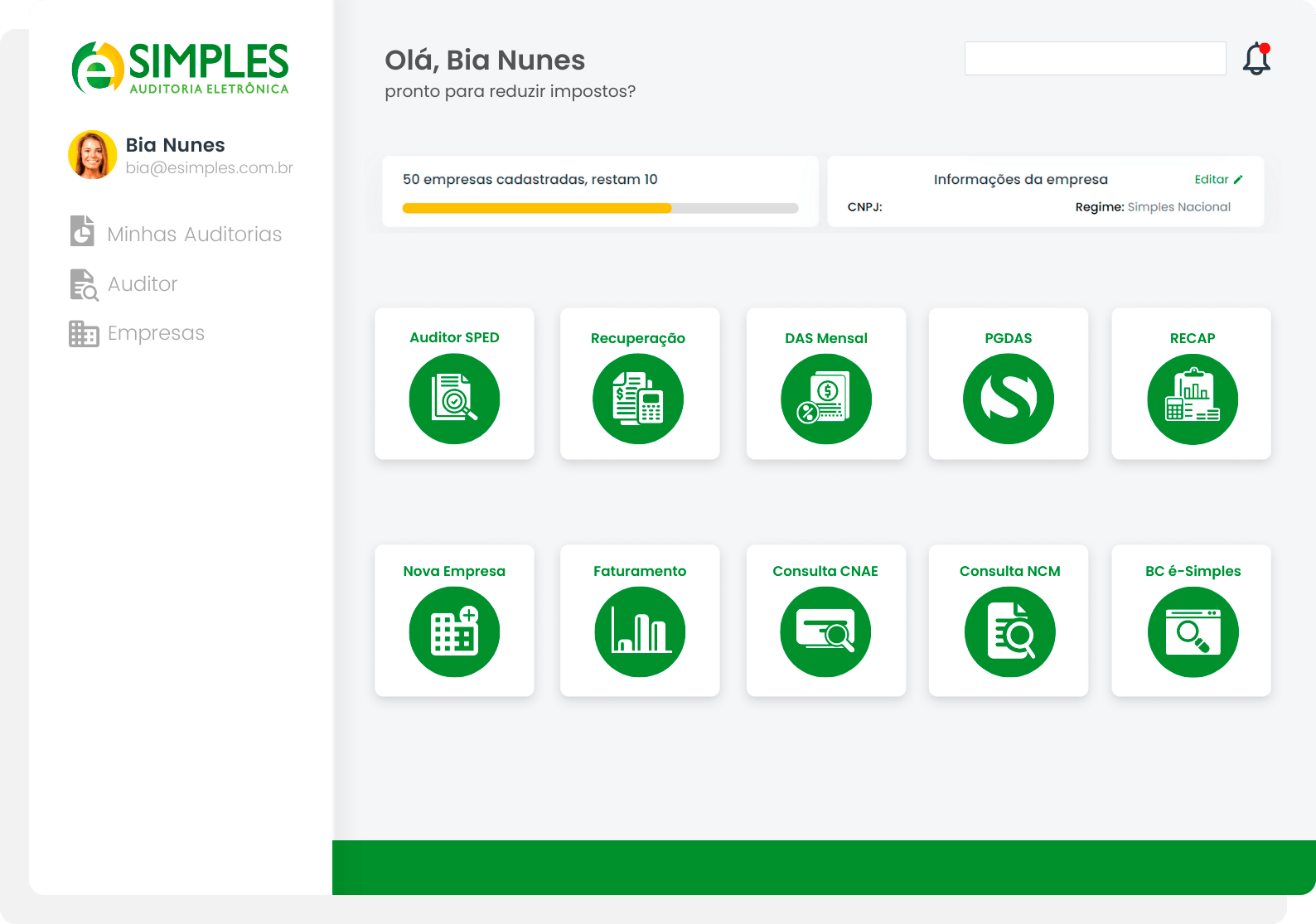 Uma captura de tela de um site com ícones verdes.