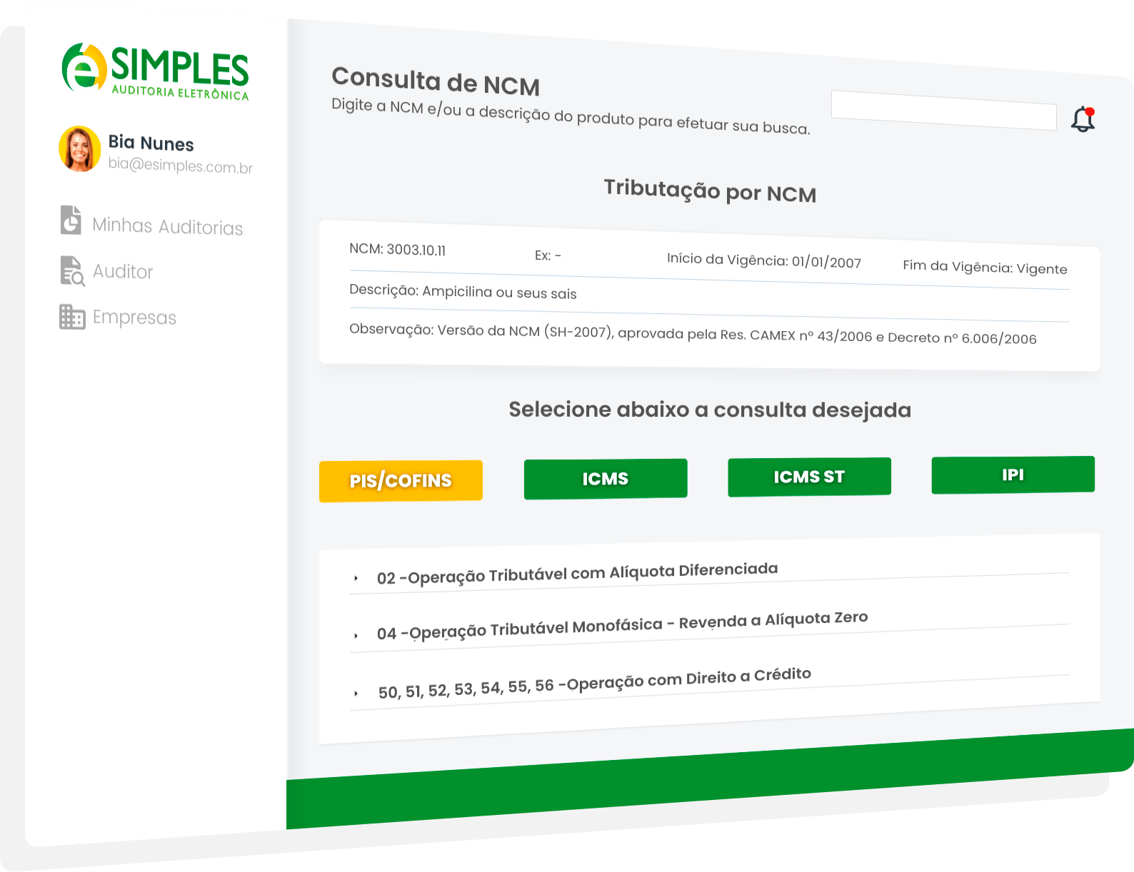 Sistema de Recuperação de Impostos - Consulta de NCM