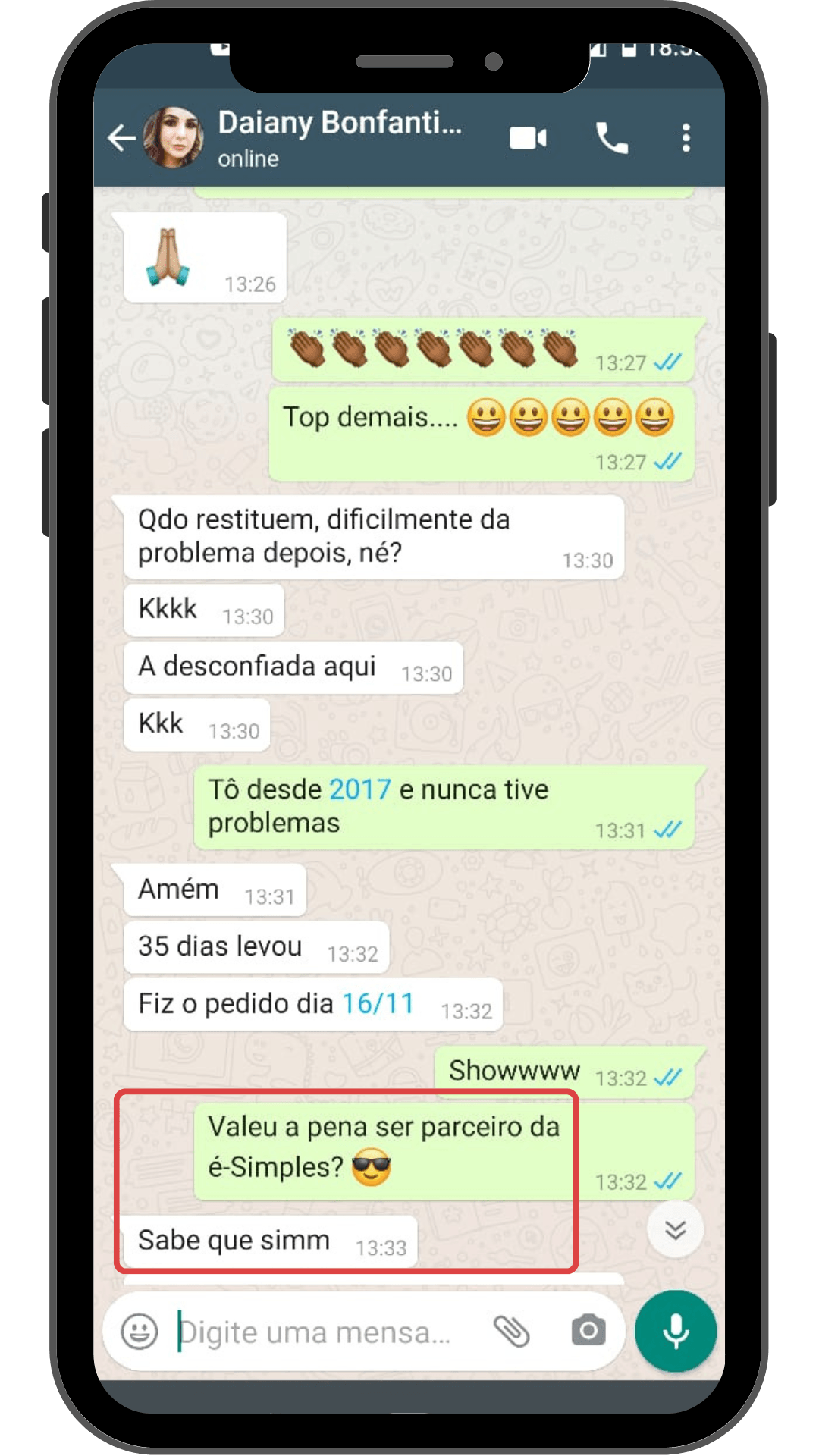 Dayane cliente é-Simples