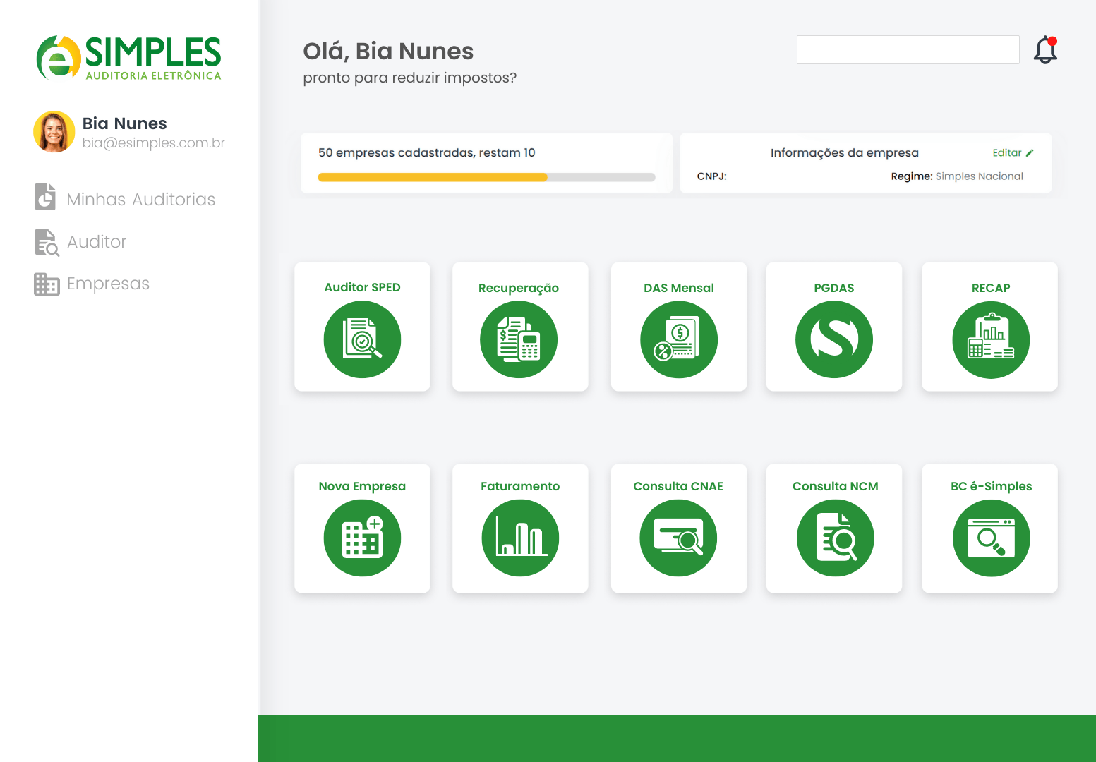 Uma captura de tela de um site com ícones verdes.