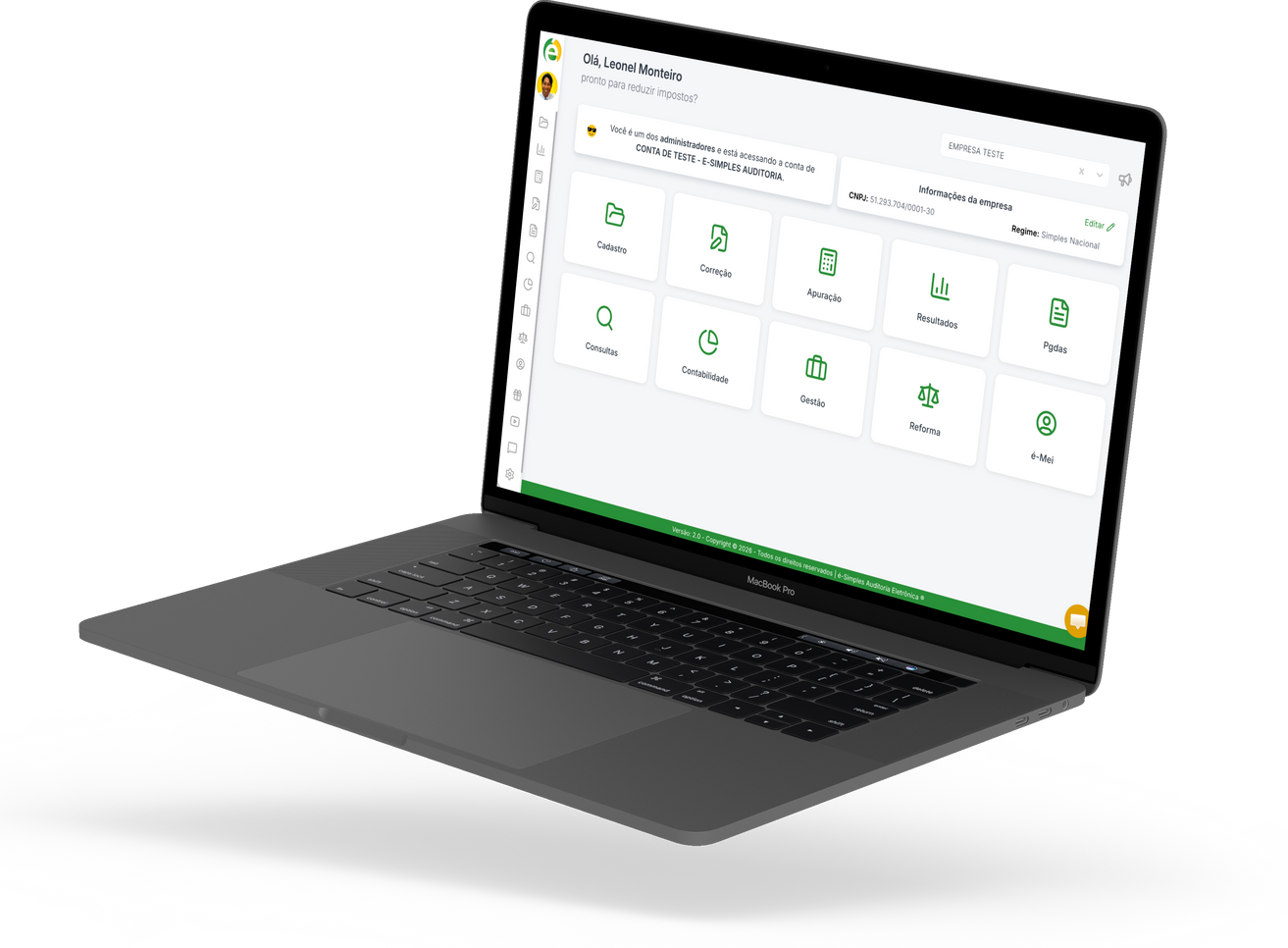 Um laptop com um painel na tela.