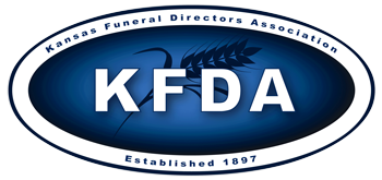 Logo for Kansas Funeral Directors Association: blue oval with