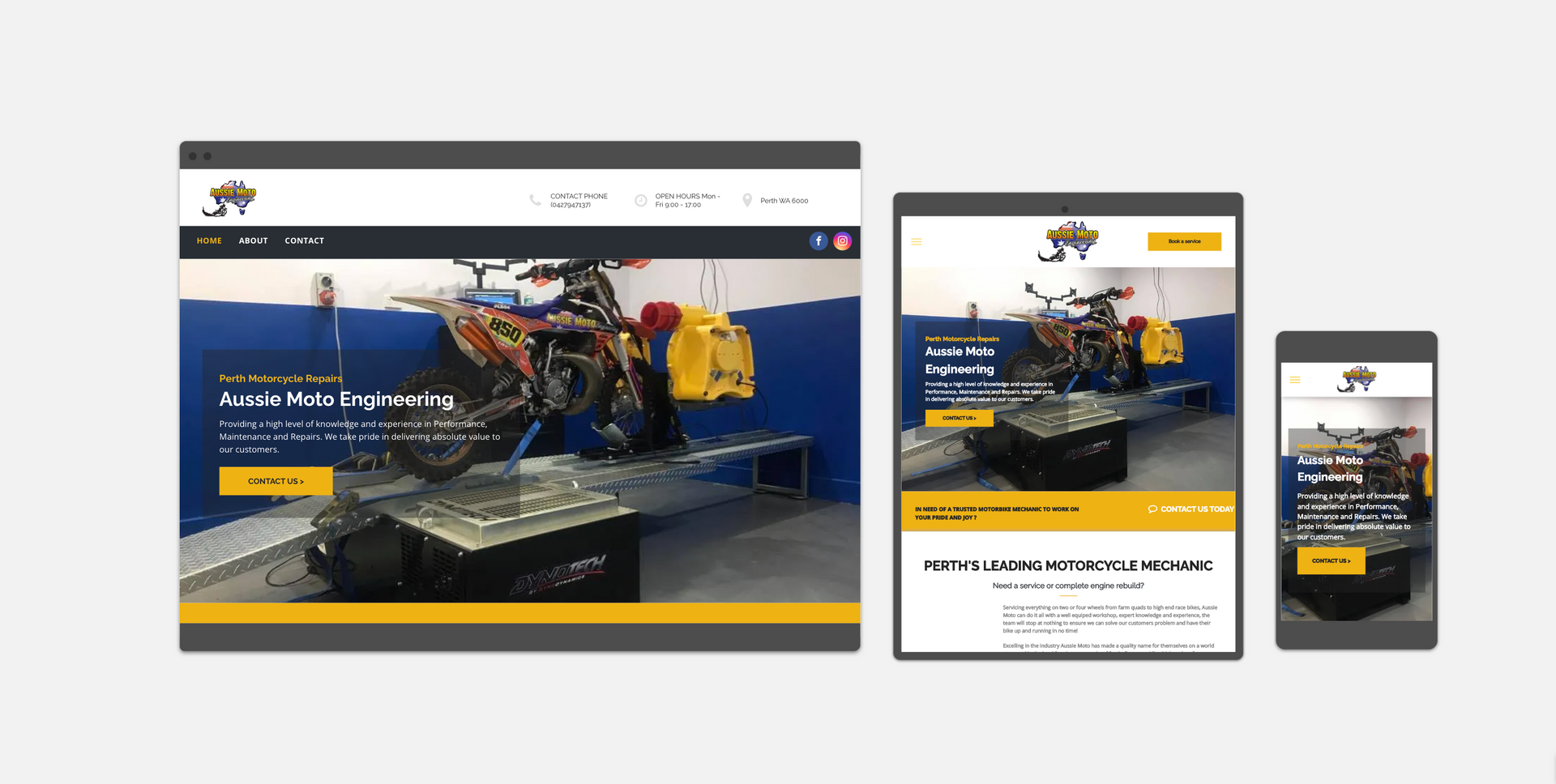 Aussie Moto Engineering Website Design