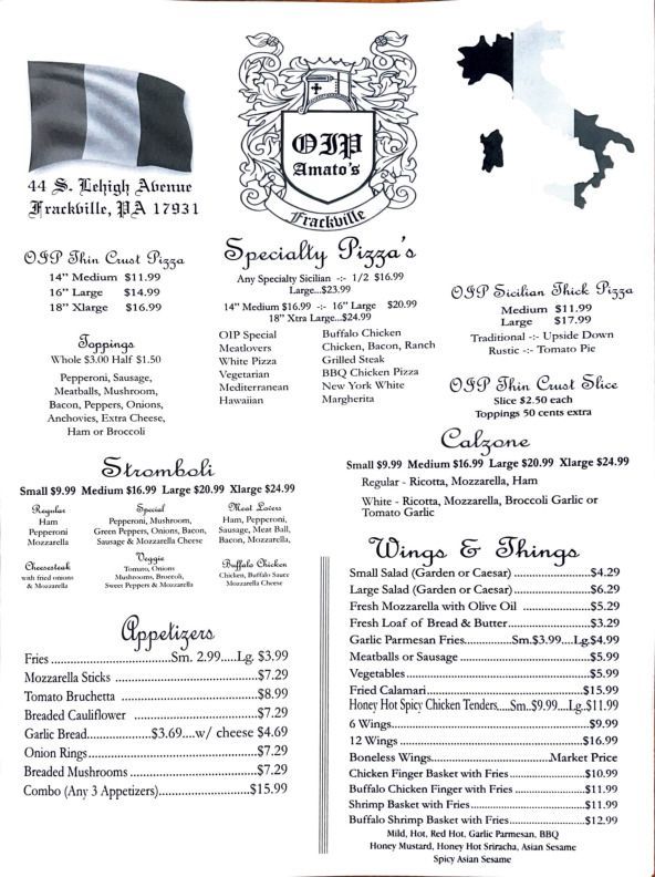 Menu Frackville, PA 5708741690