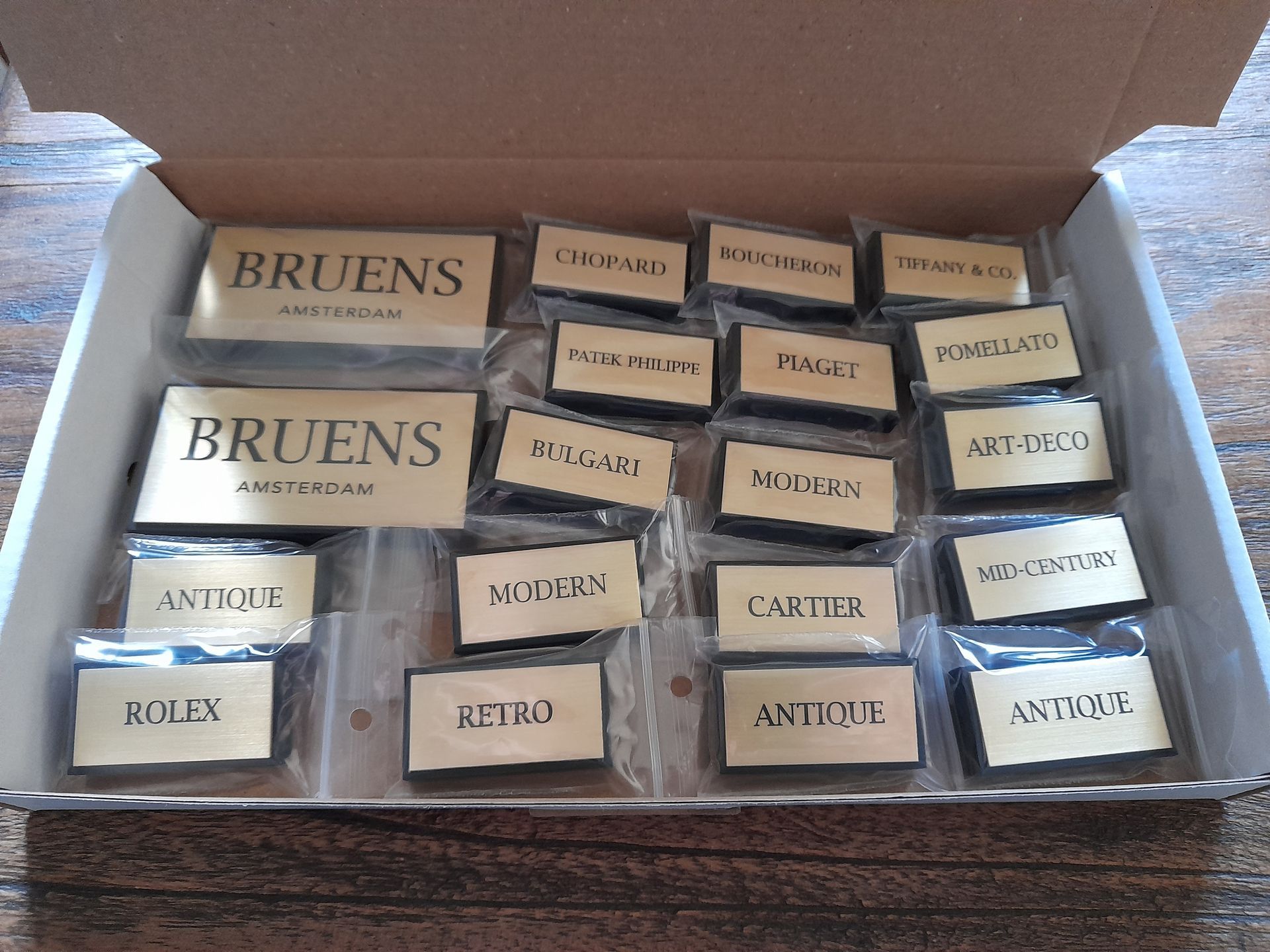 Messing etalage bordje