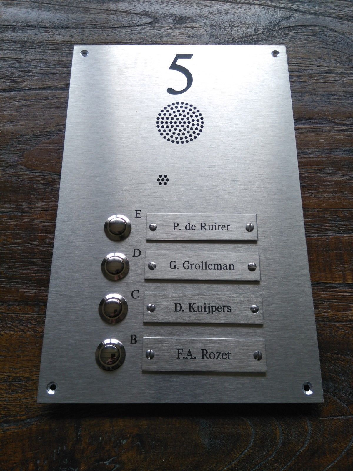 RVS aluminium bellentableau Naambordenservice Amsterdam