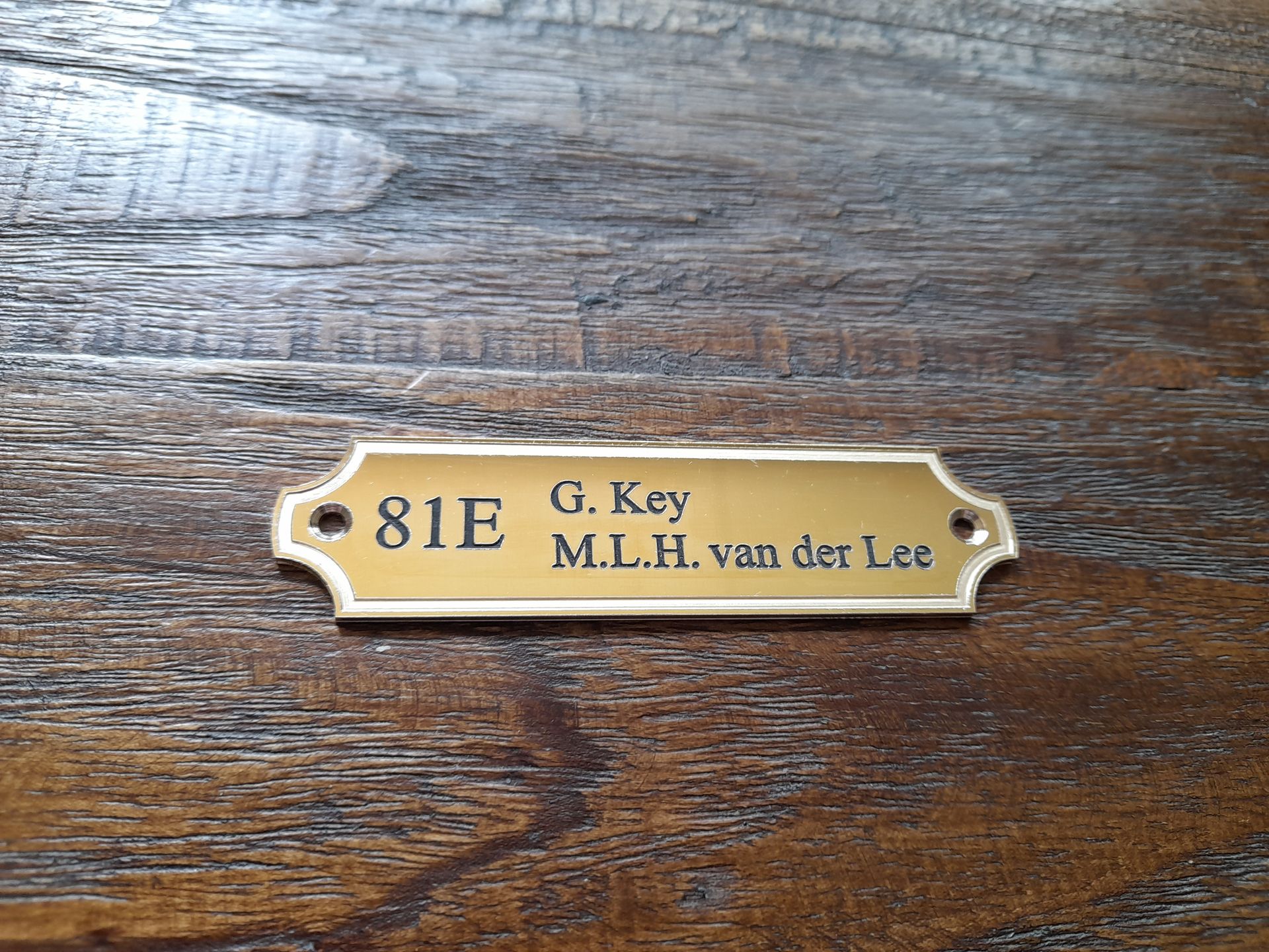 messing bordje ingegraveerd logo Naambordenservice Amsterdam