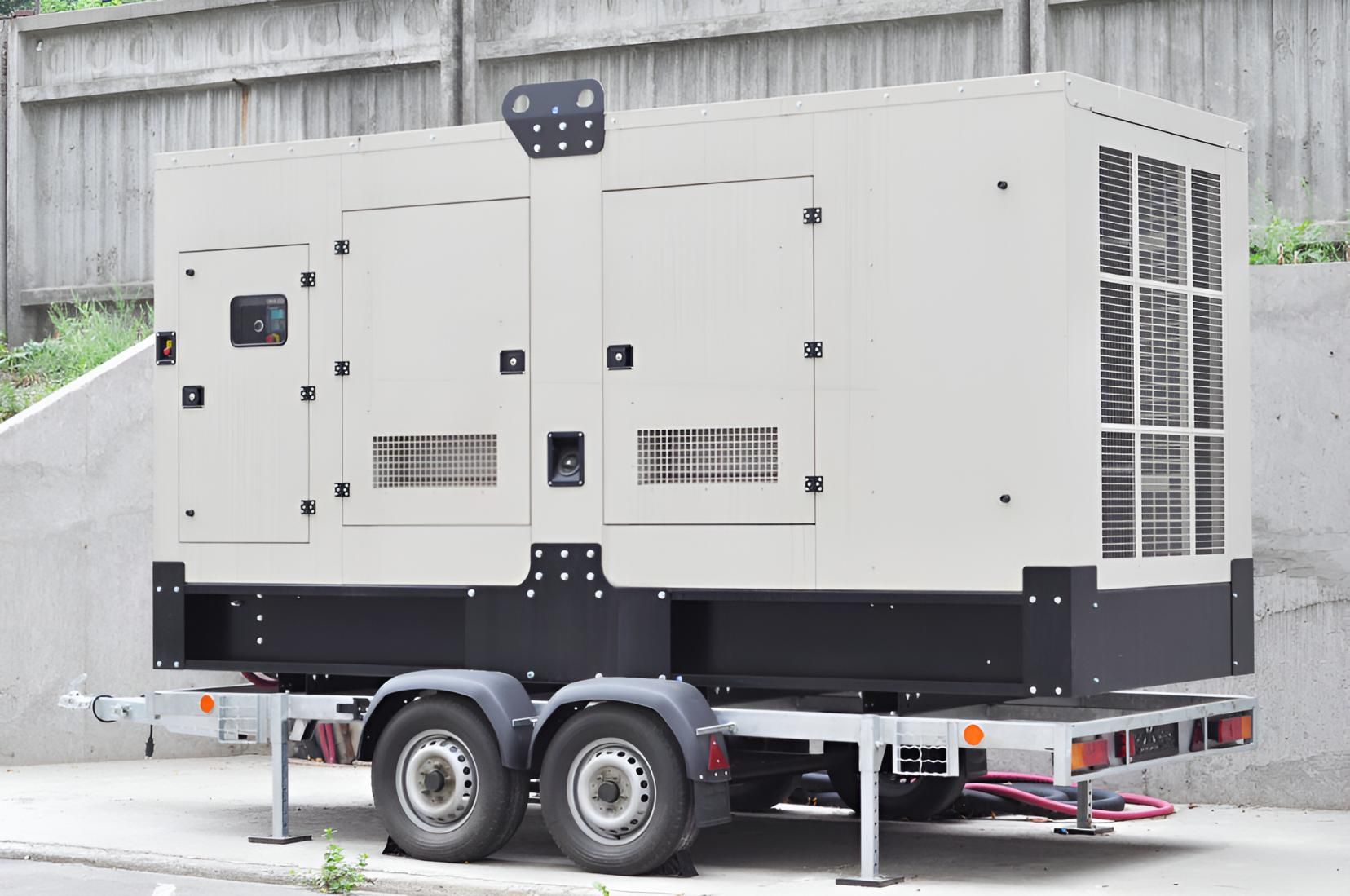 A Large Generator is on a Trailer Parked on the Side of the Road — Power & Data Support Services In Townsville, QLD