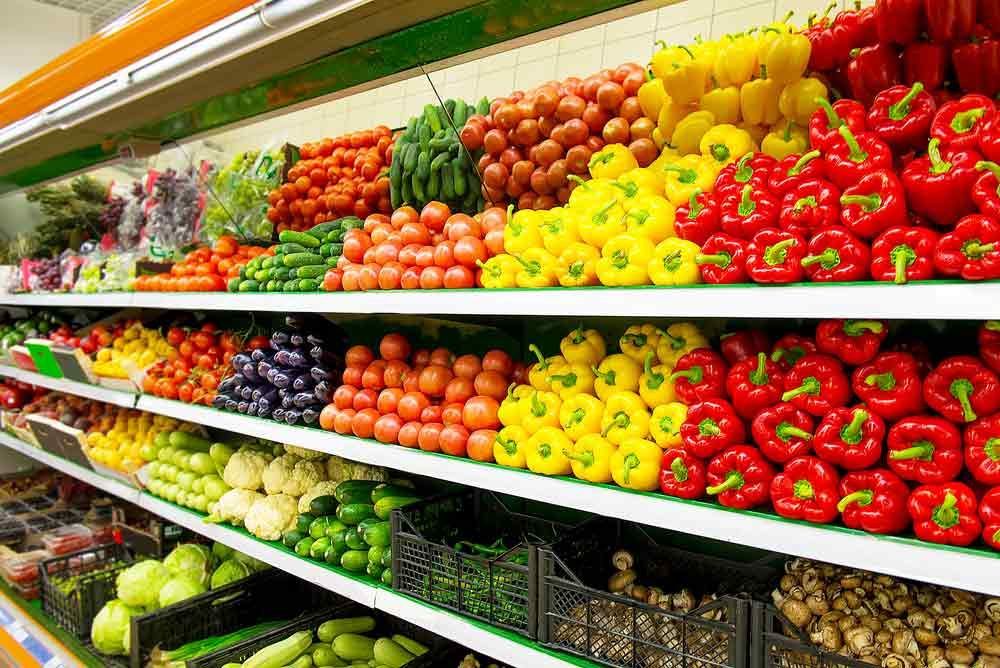 A Grocery Store Aisle Filled With Lots Of Fruits And Vegetables — Shop Fittings Office Furniture Materials Handling In Gosford, NSW