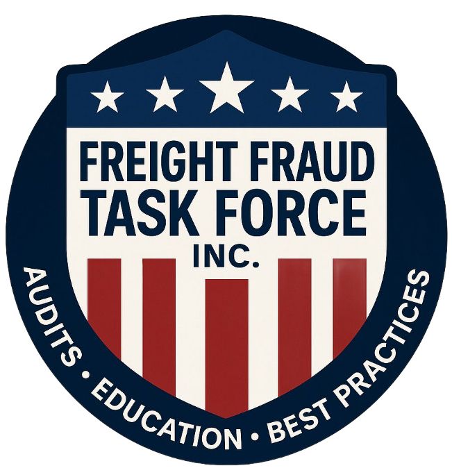 Freight Fraud Task Force logo: shield with text, stars, and red and white stripes.