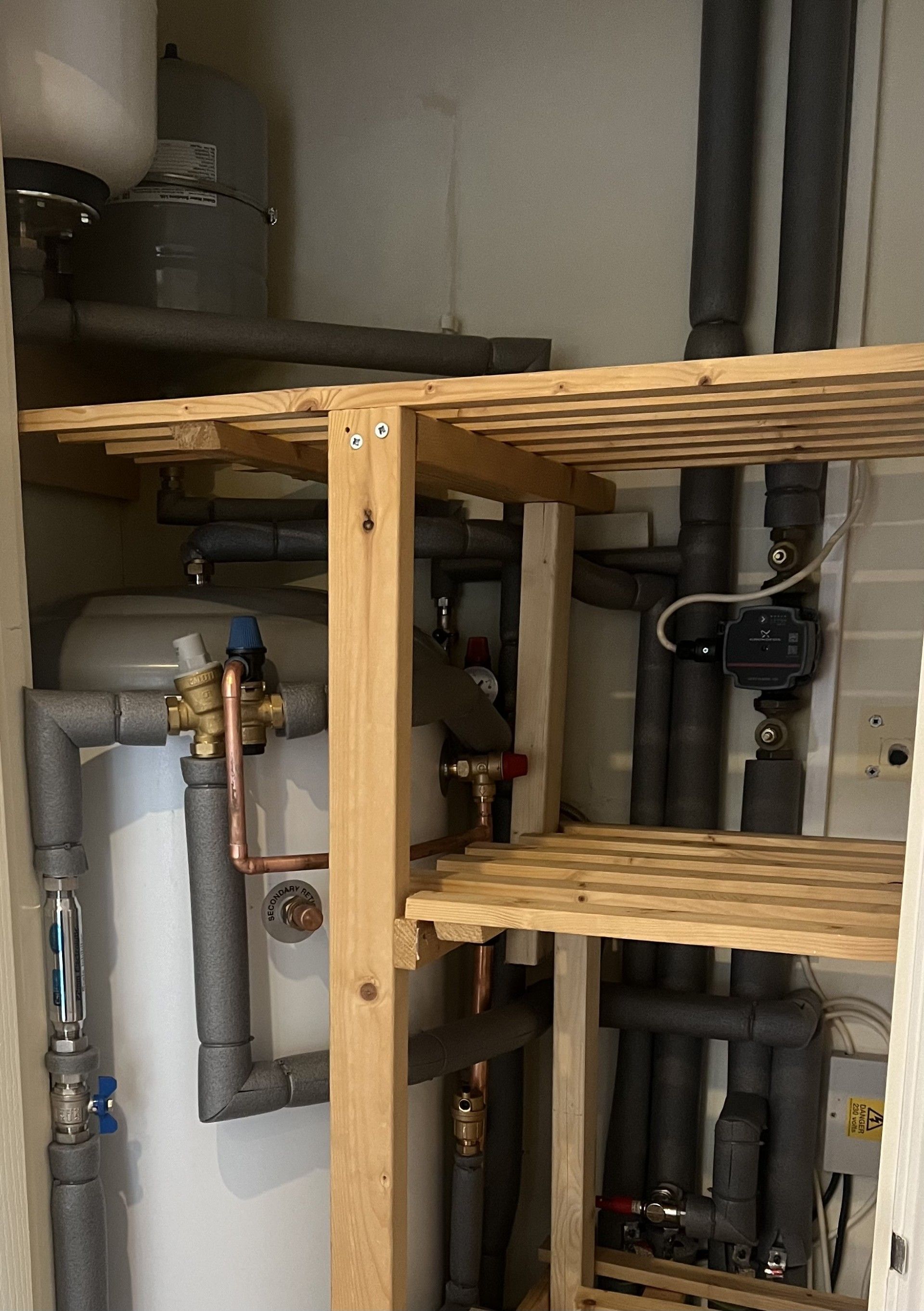 Unvented cylinder in a cupboard