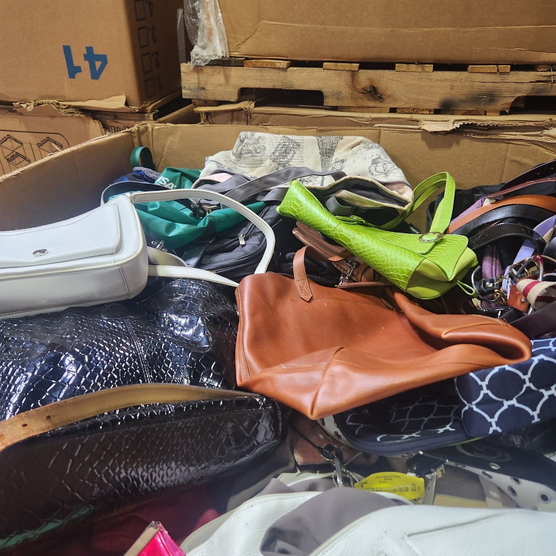 A cardboard box with the number 41 on it