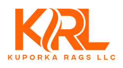 An orange and white logo for kuporka rags llc