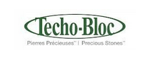 Le logo de techo-bloc est vert et blanc et dit pierres précieuses.