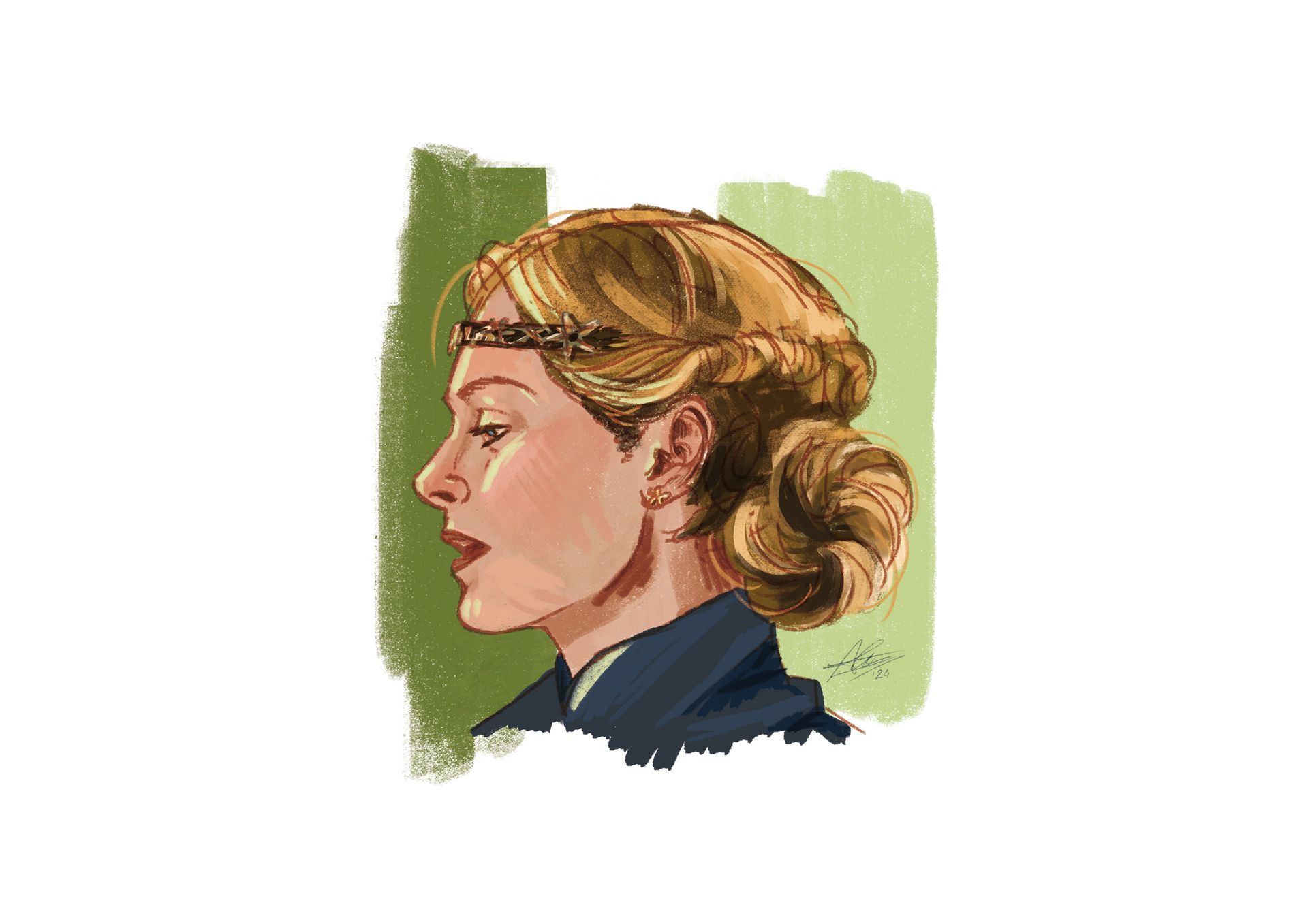 A sketch of Eowyn (Miranda Otto) from Peter Jackson's the Lord of The Rings