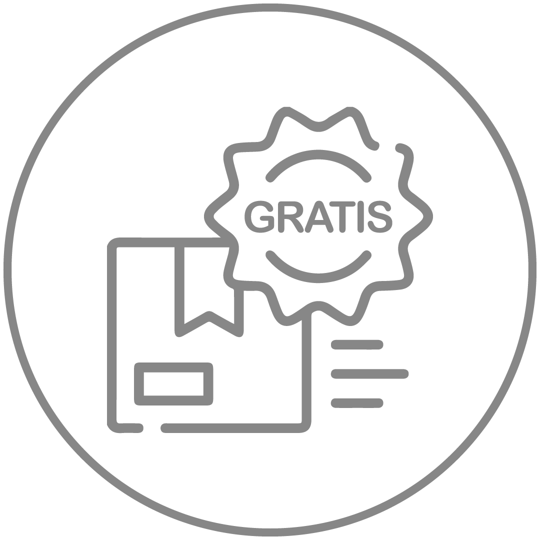 Un icono de línea de una caja con una etiqueta gratis en ella.