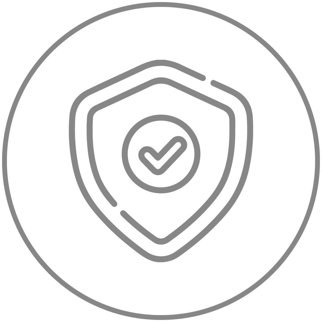 Un escudo con una marca de verificación dentro de él en un círculo.