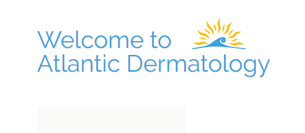 The logo for atlantic dermatology is blue and yellow and says welcome to atlantic dermatology.