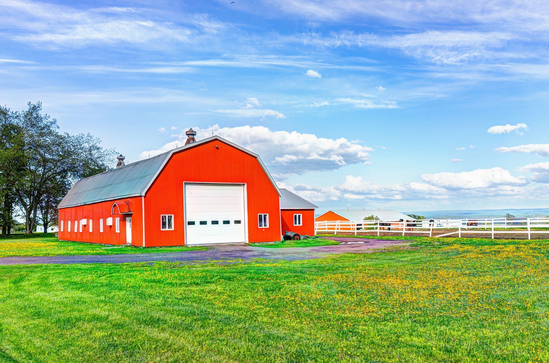 Barn painted with a fresh coat of red paint