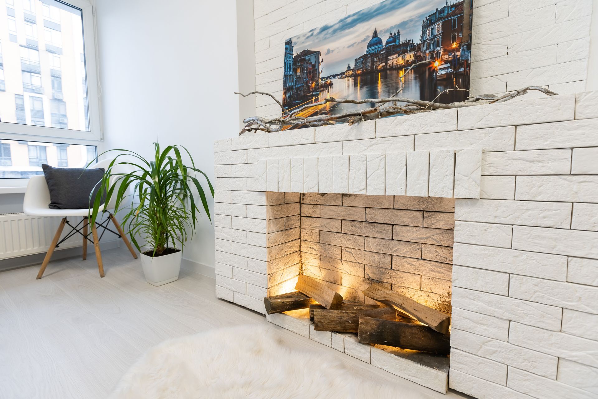 Fireplace Bricks Painted White