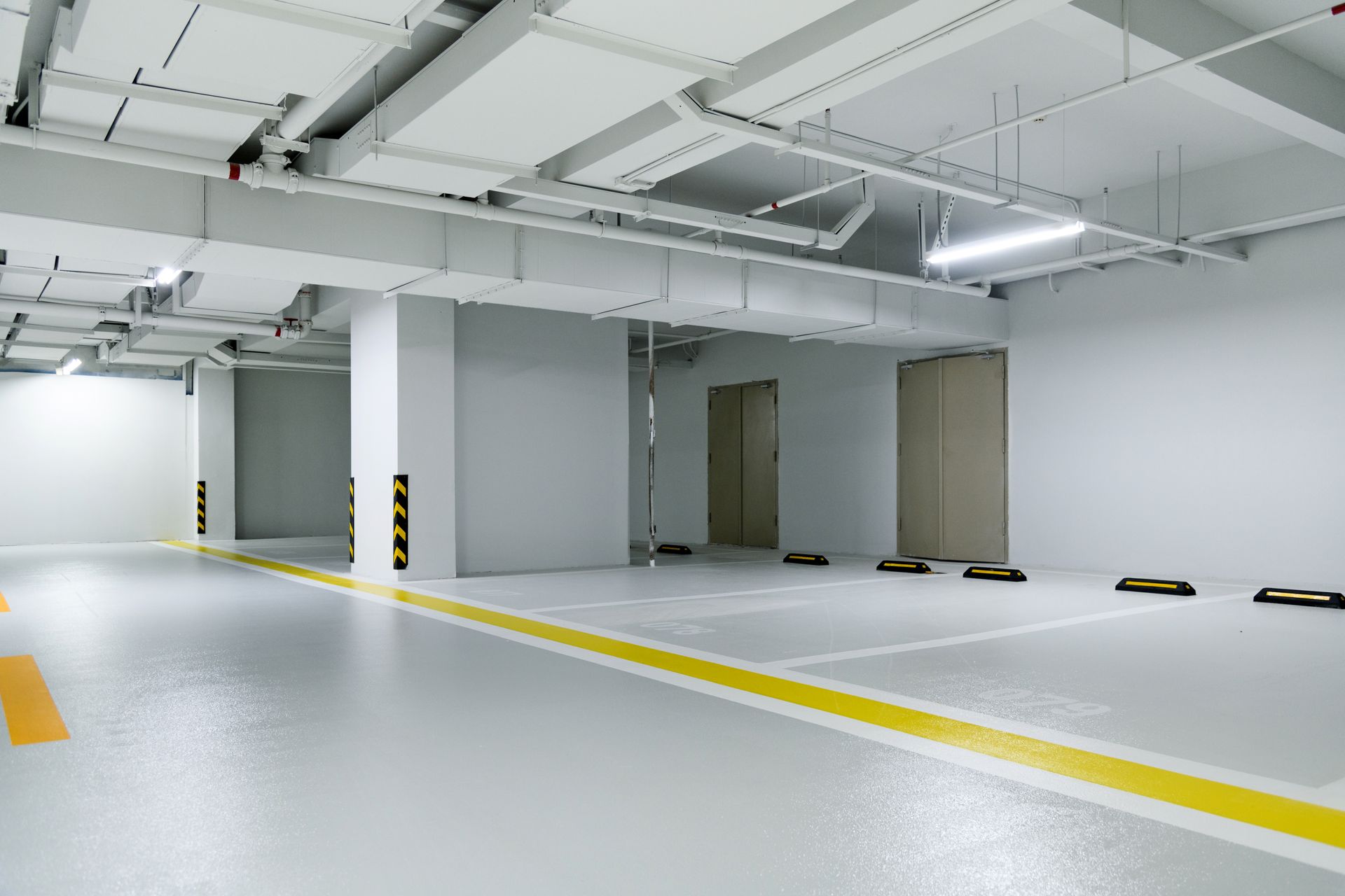 Garage that was just painting light grey