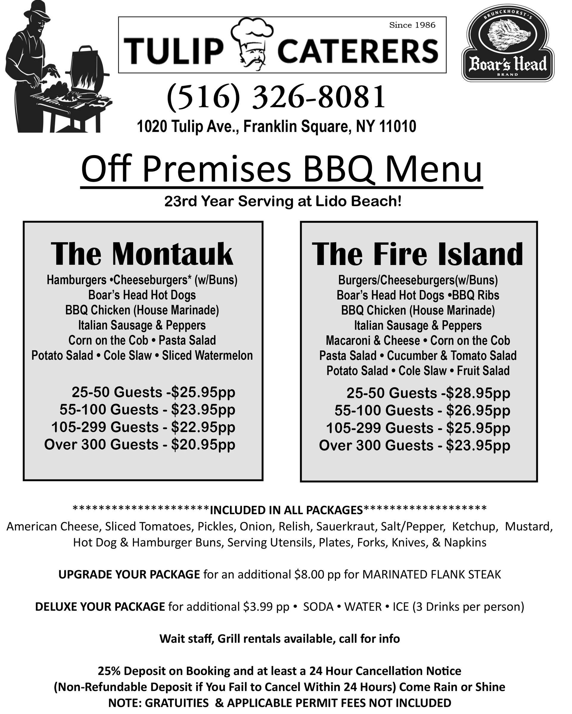 off premises bbq menu