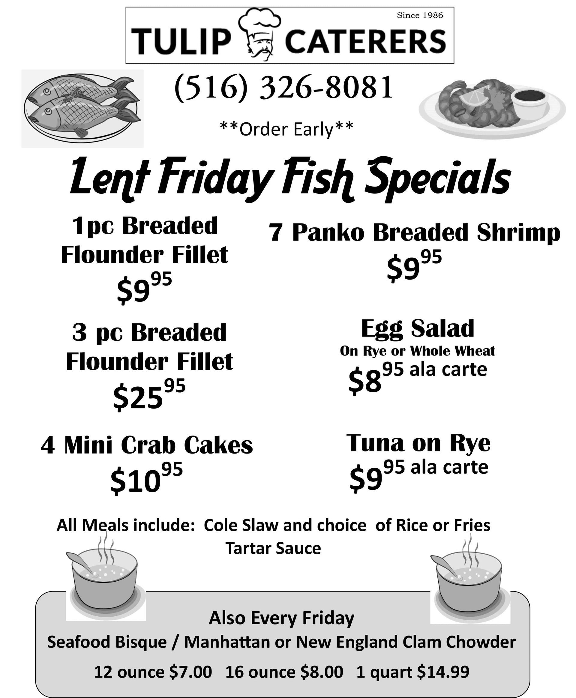 2025 Lent Menu - Friday Fish Specials